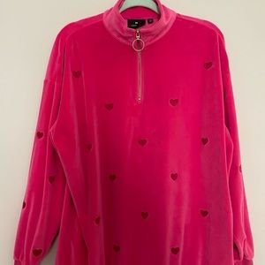 Lazy oaf velour heart pullover